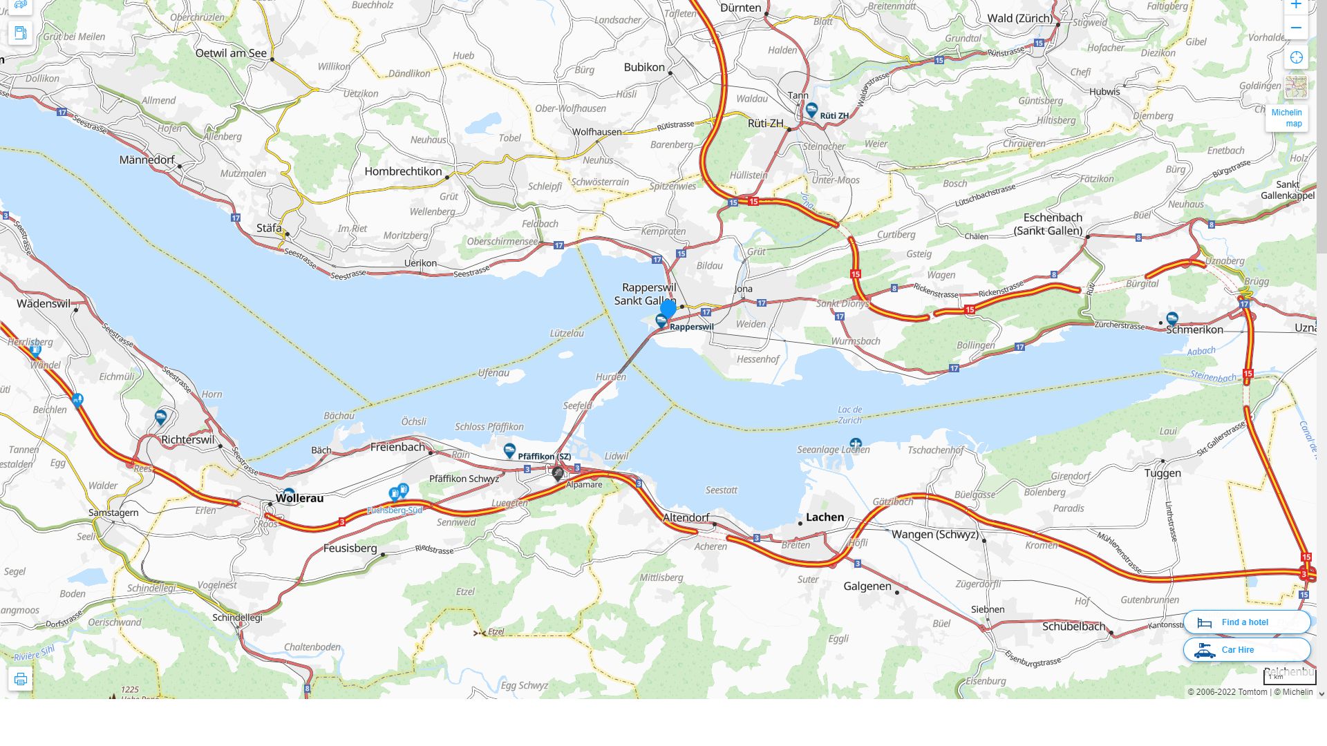 Rapperswil Jona Suisse Autoroute et carte routiere